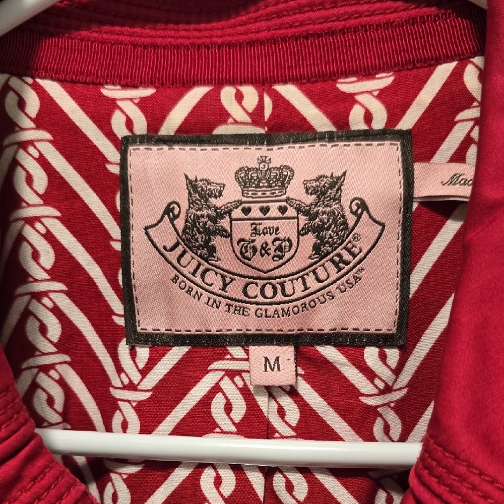 Juicy Couture Vibrant Red Double Breasted 3/4 Sleeve Trench‎ Coat Size Medium - Picture 2 of 16